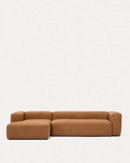 Blok brown leather 4-seater