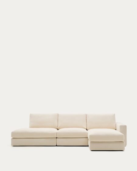 Alea ecru chenille 5-seater modular sofa